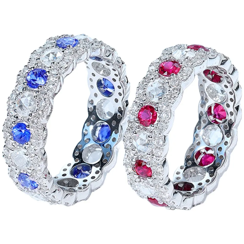 Diamond, Sapphire and Ruby Full Eternity Ring