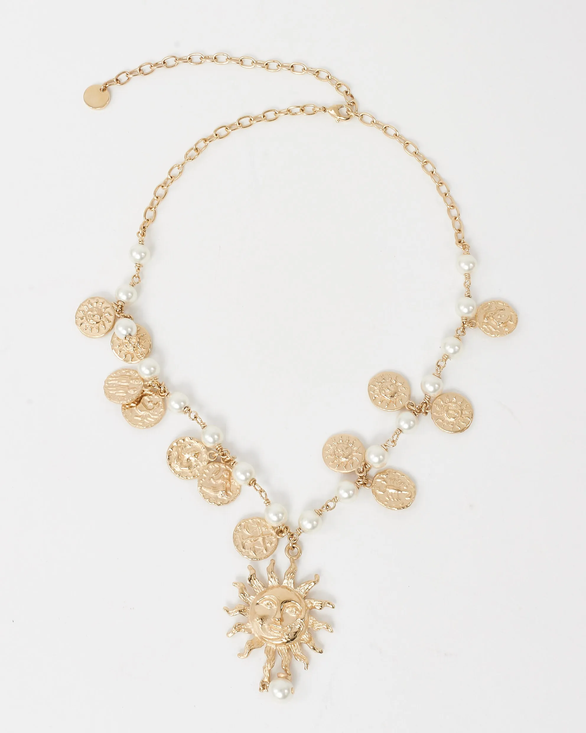 Dior Gold and Pearl Sun and Astrology Necklace