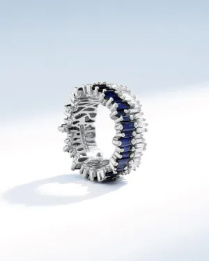Double Stack Dark Blue Sapphire Eternity Band