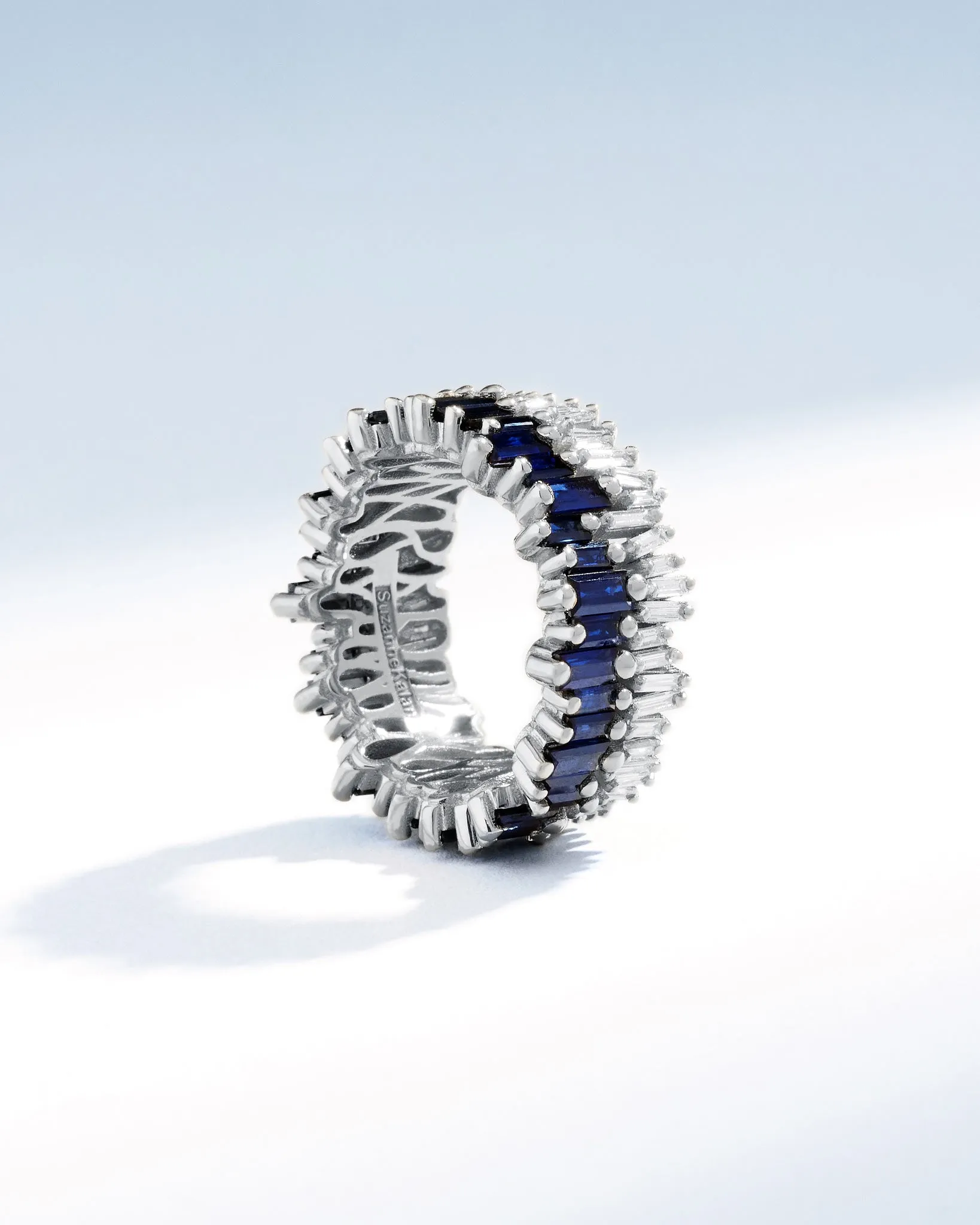 Double Stack Dark Blue Sapphire Eternity Band