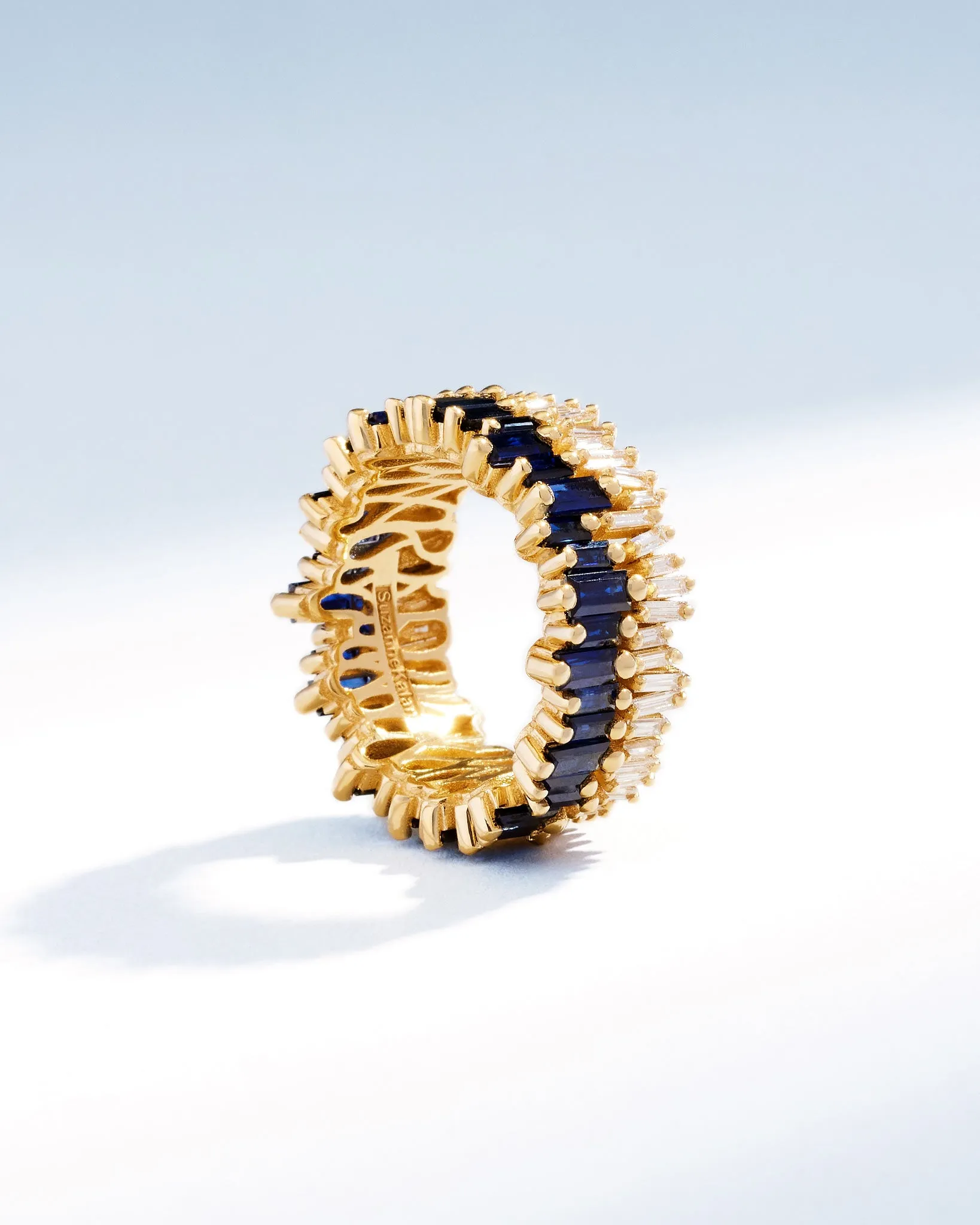 Double Stack Dark Blue Sapphire Eternity Band