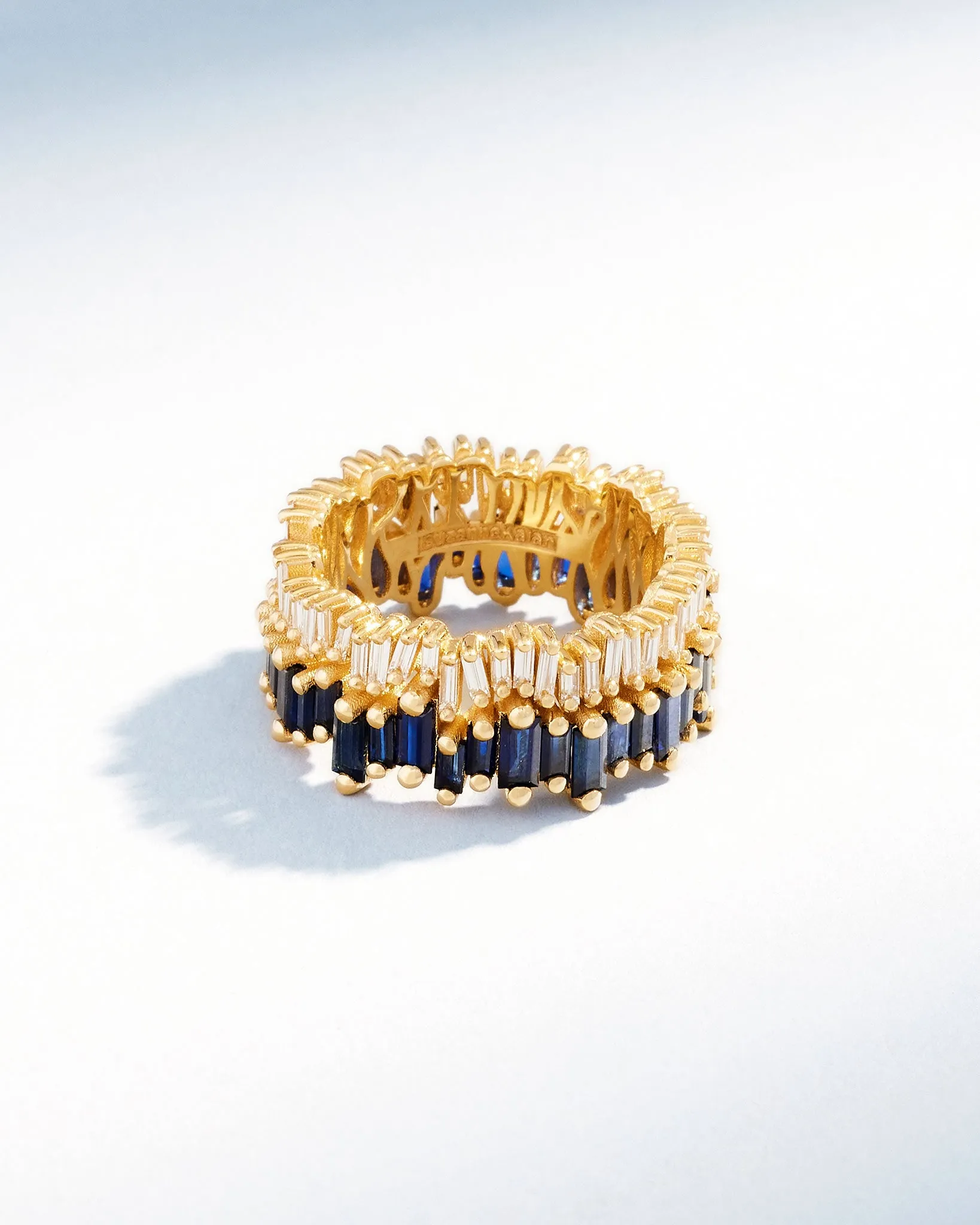 Double Stack Dark Blue Sapphire Eternity Band