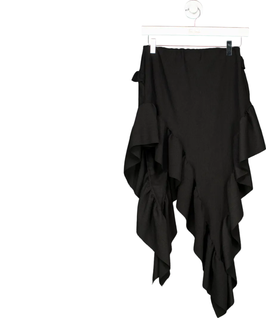Ego Black Low Rise Frill Asymmetric Skirt UK 10