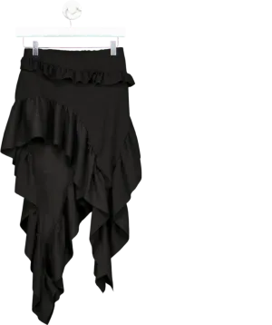 Ego Black Low Rise Frill Asymmetric Skirt UK 10