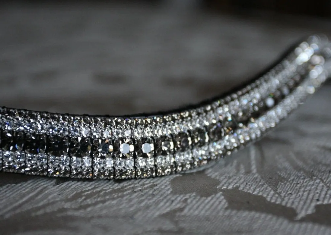 Equiture Black diamond and clear megabling curve browband