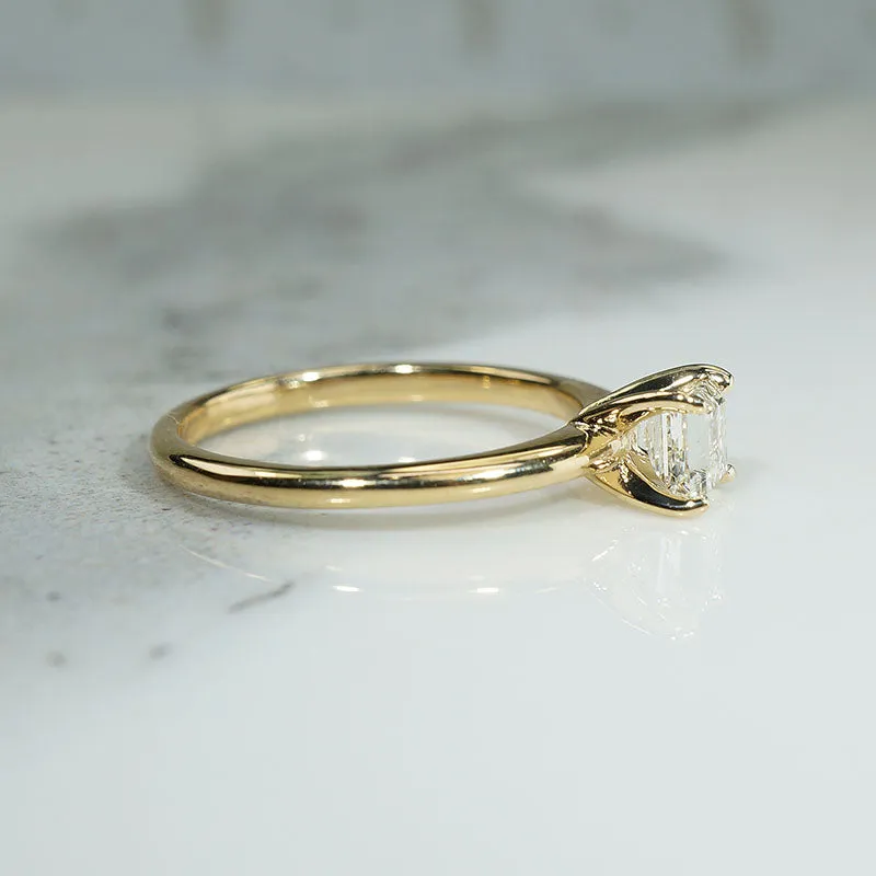 Exquisite Step-Cut Diamond in Gold Solitaire by 720