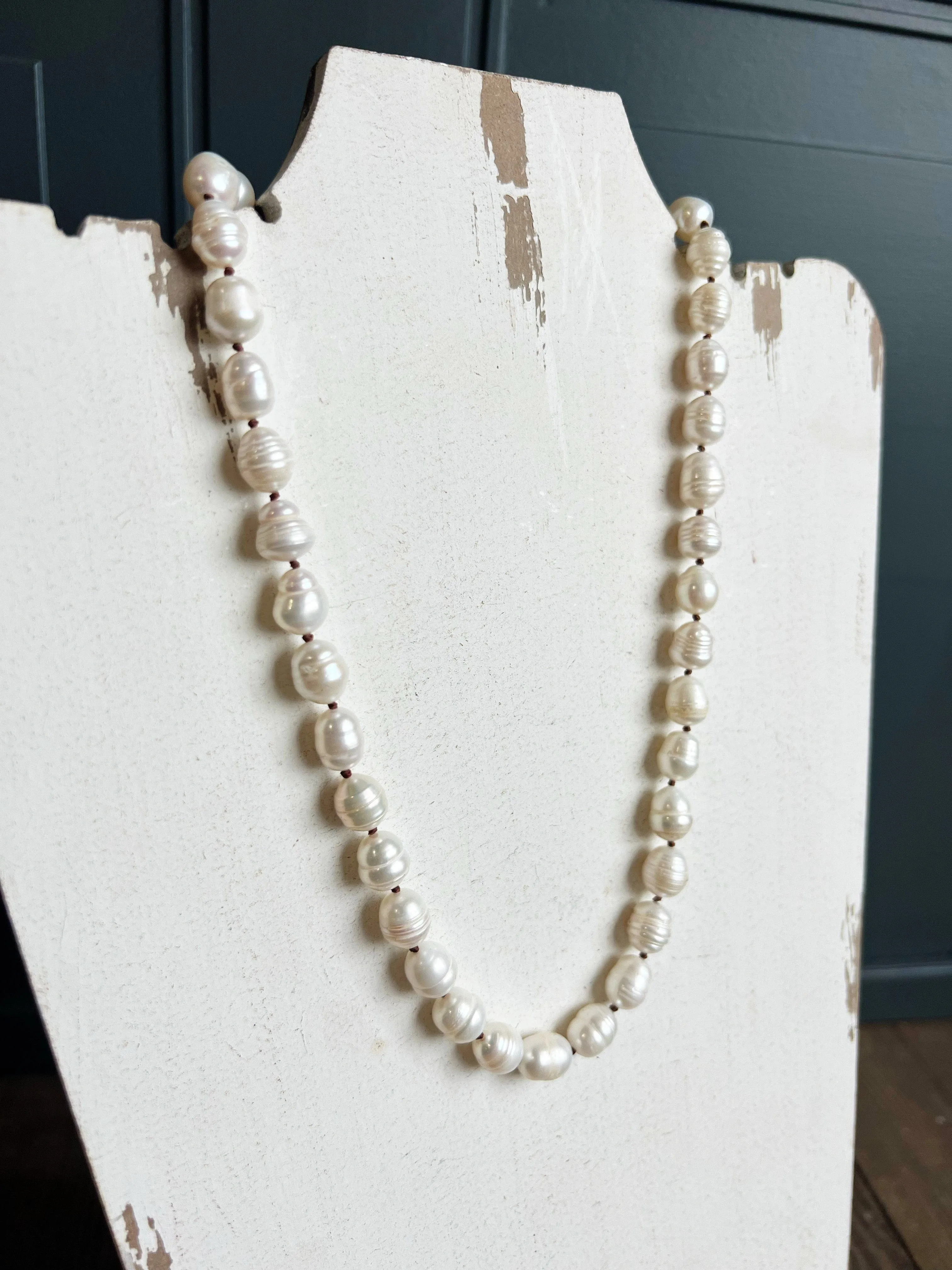 Freshwater Pear Long Necklace-Gold