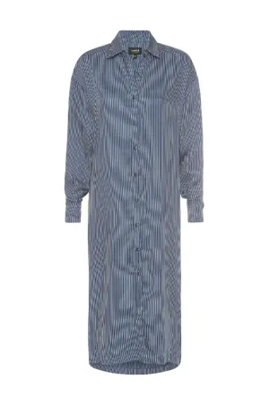GENEVIVE Stripe Shirt Dress
