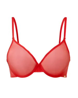 Glossies Sheer Moulded Bra - Chilli Red -