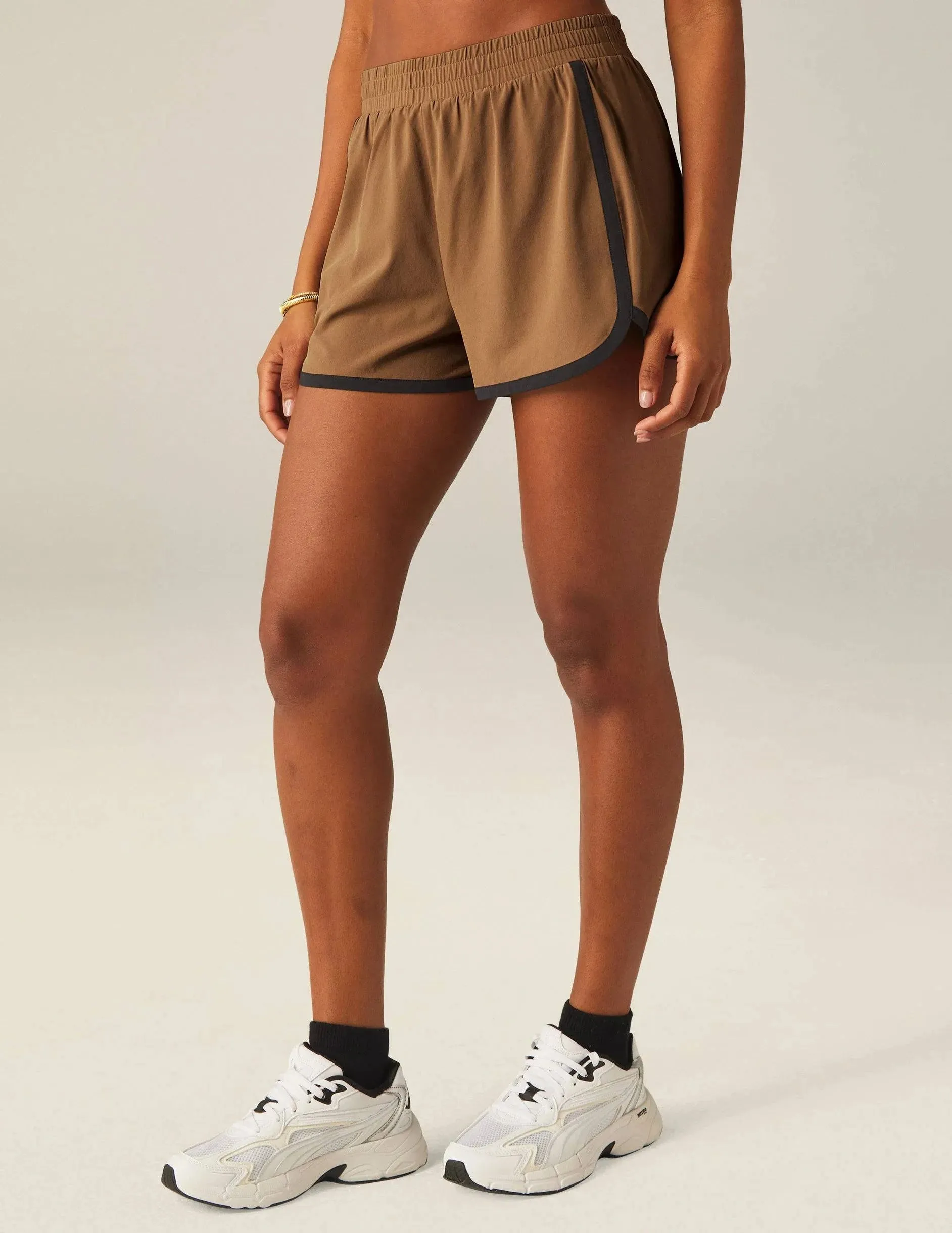 Go Retro Short by Beyond Yoga | Deep Tan/True Black