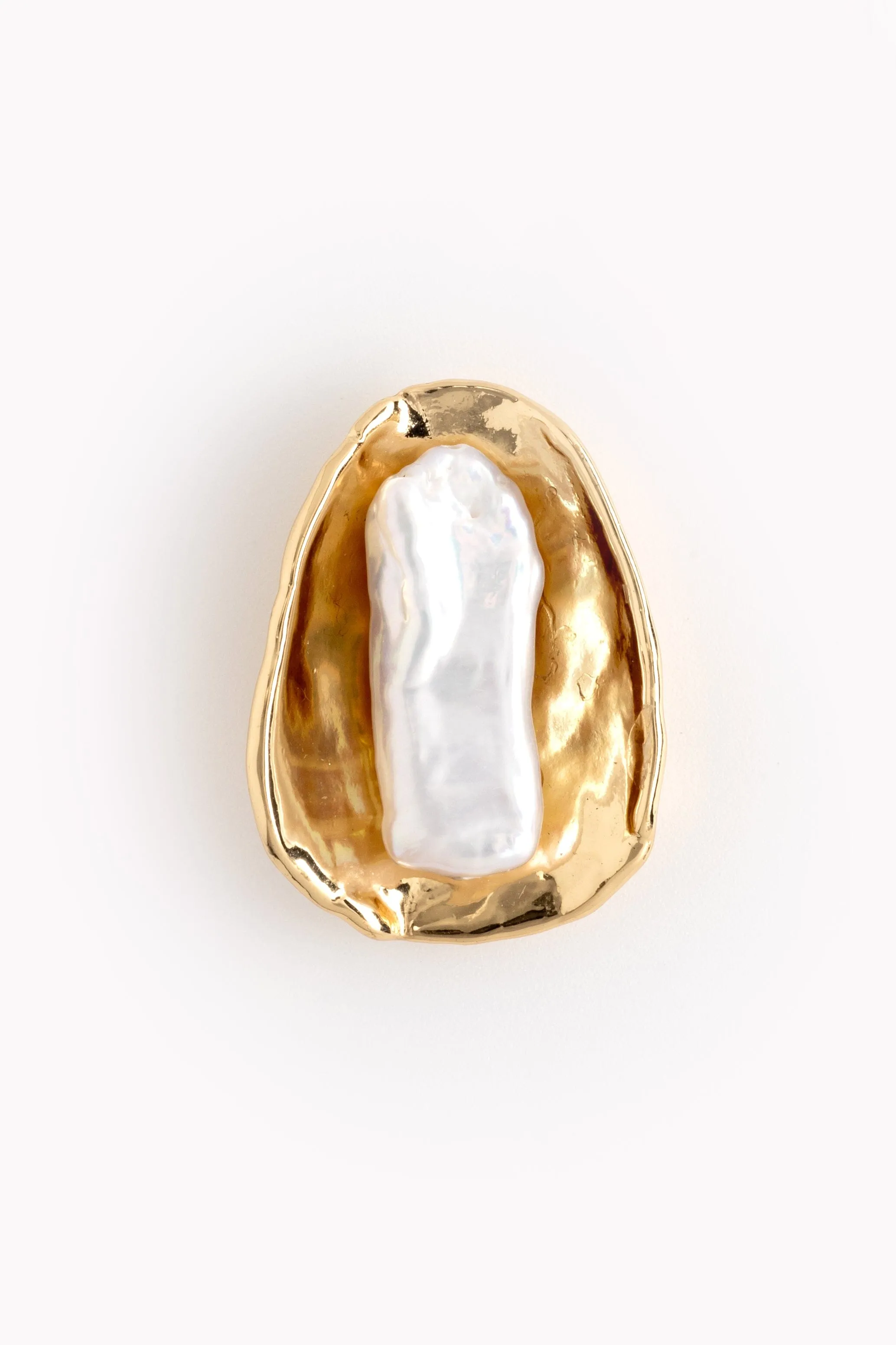 Gold Clam Pearl Earrings