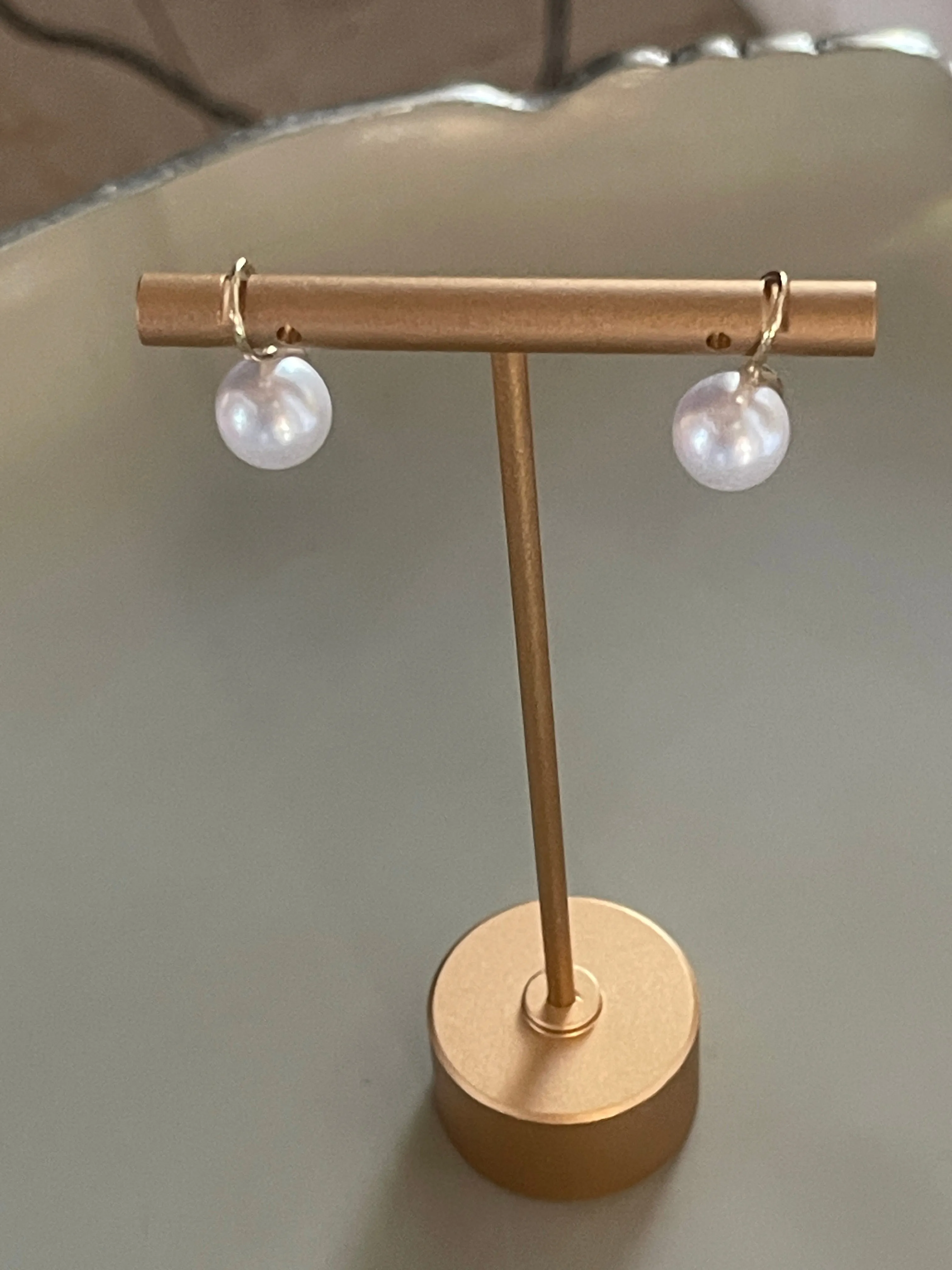 Gold Clear Pearl Earrings