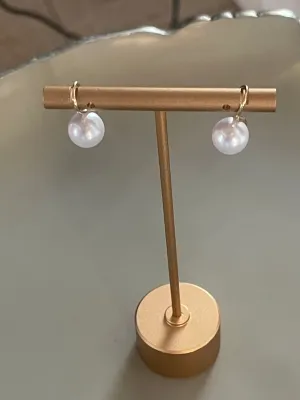 Gold Clear Pearl Earrings