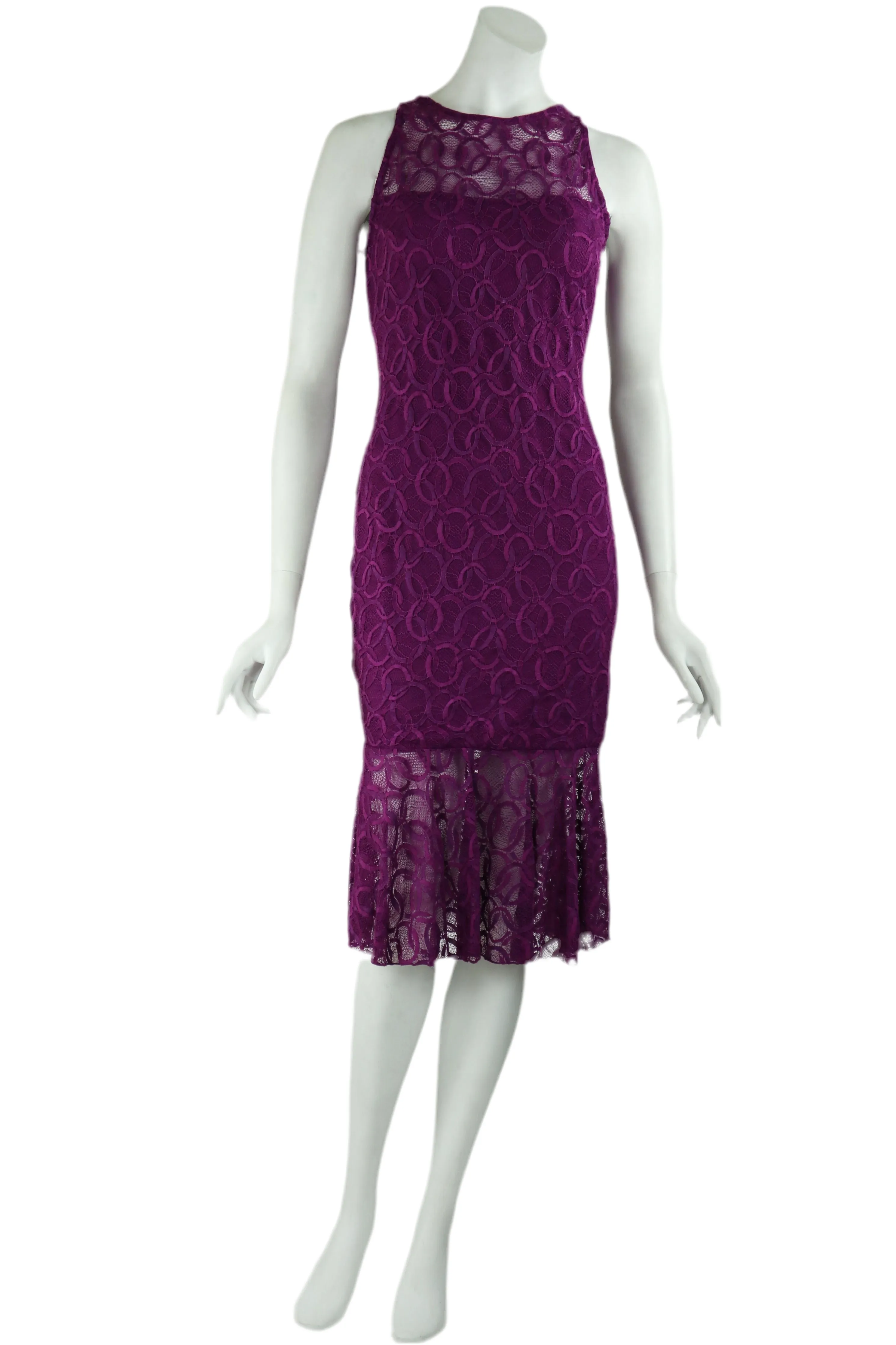 GOLDIE Fitted Lace Dress Magenta