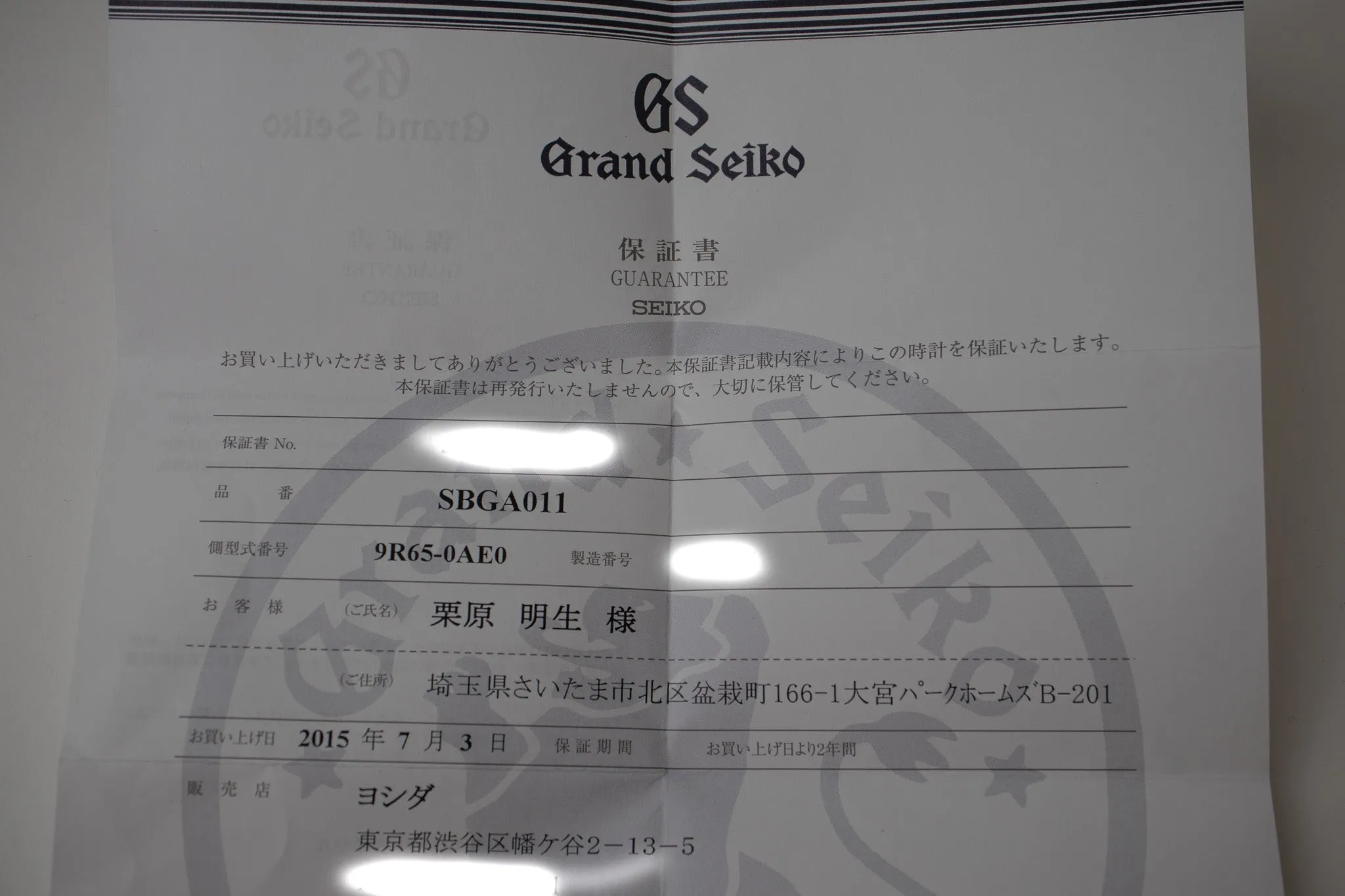Grand Seiko SBGA011 “Snowflake”