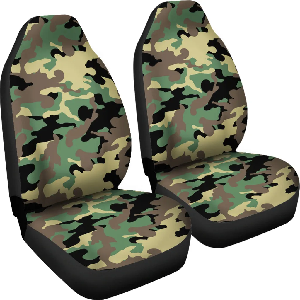 Green Camo Car Seat Covers Set Classic Camouflage Pattern Seat Protectors