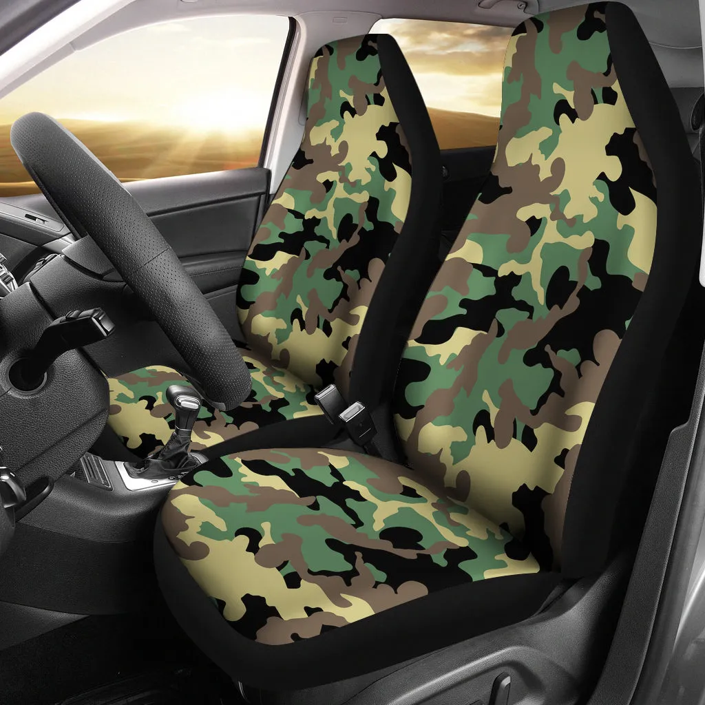 Green Camo Car Seat Covers Set Classic Camouflage Pattern Seat Protectors