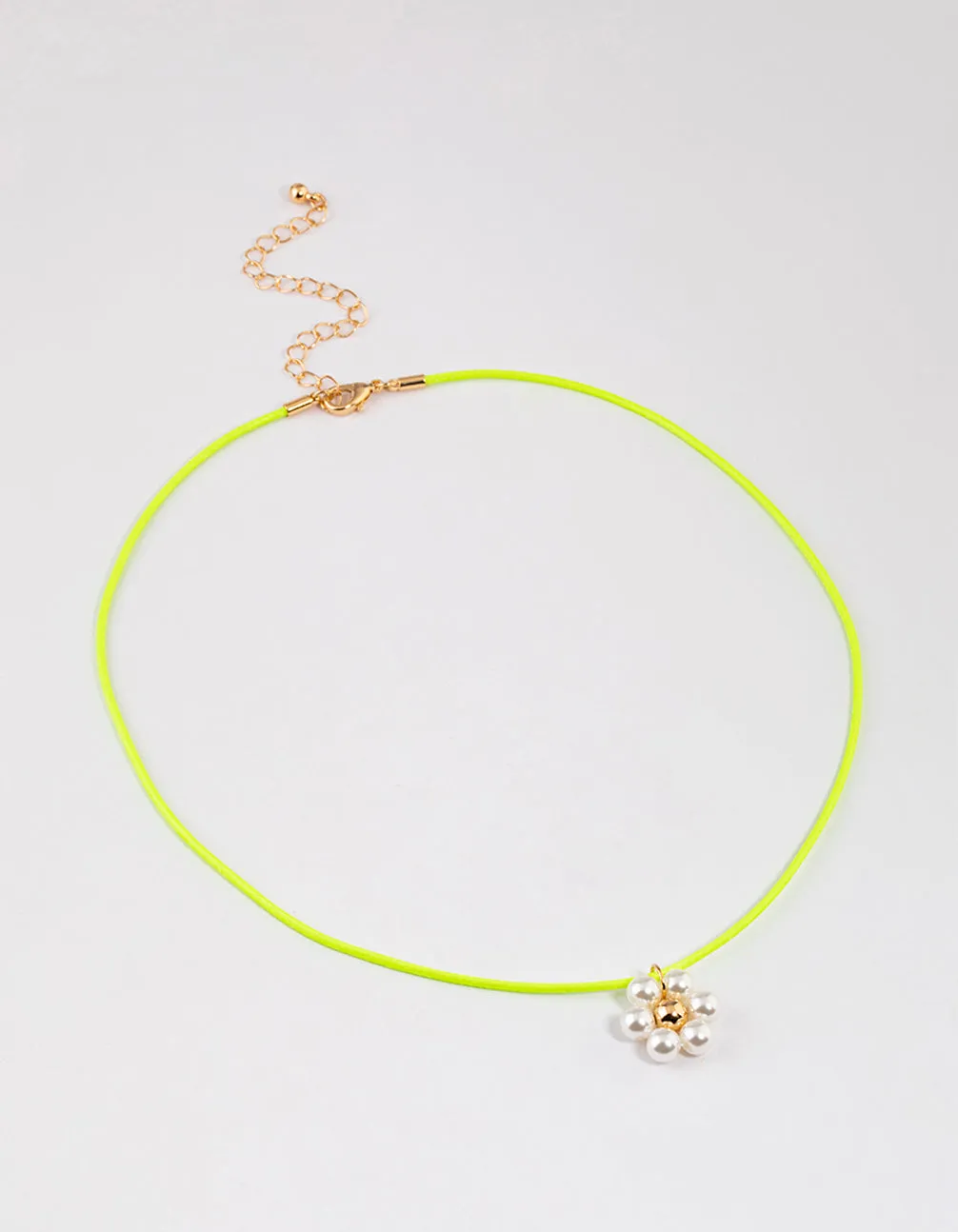 Green Fabric Cord Flower Charm Choker