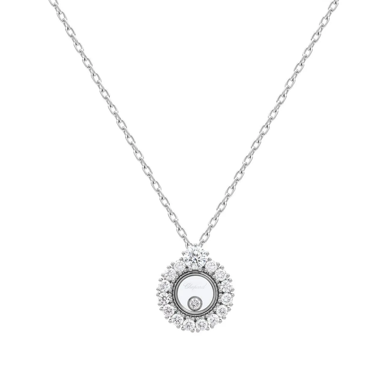 Happy Diamond Ethical White Gold Diamond Pavé Pendant Necklace