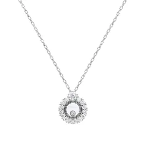 Happy Diamond Ethical White Gold Diamond Pavé Pendant Necklace