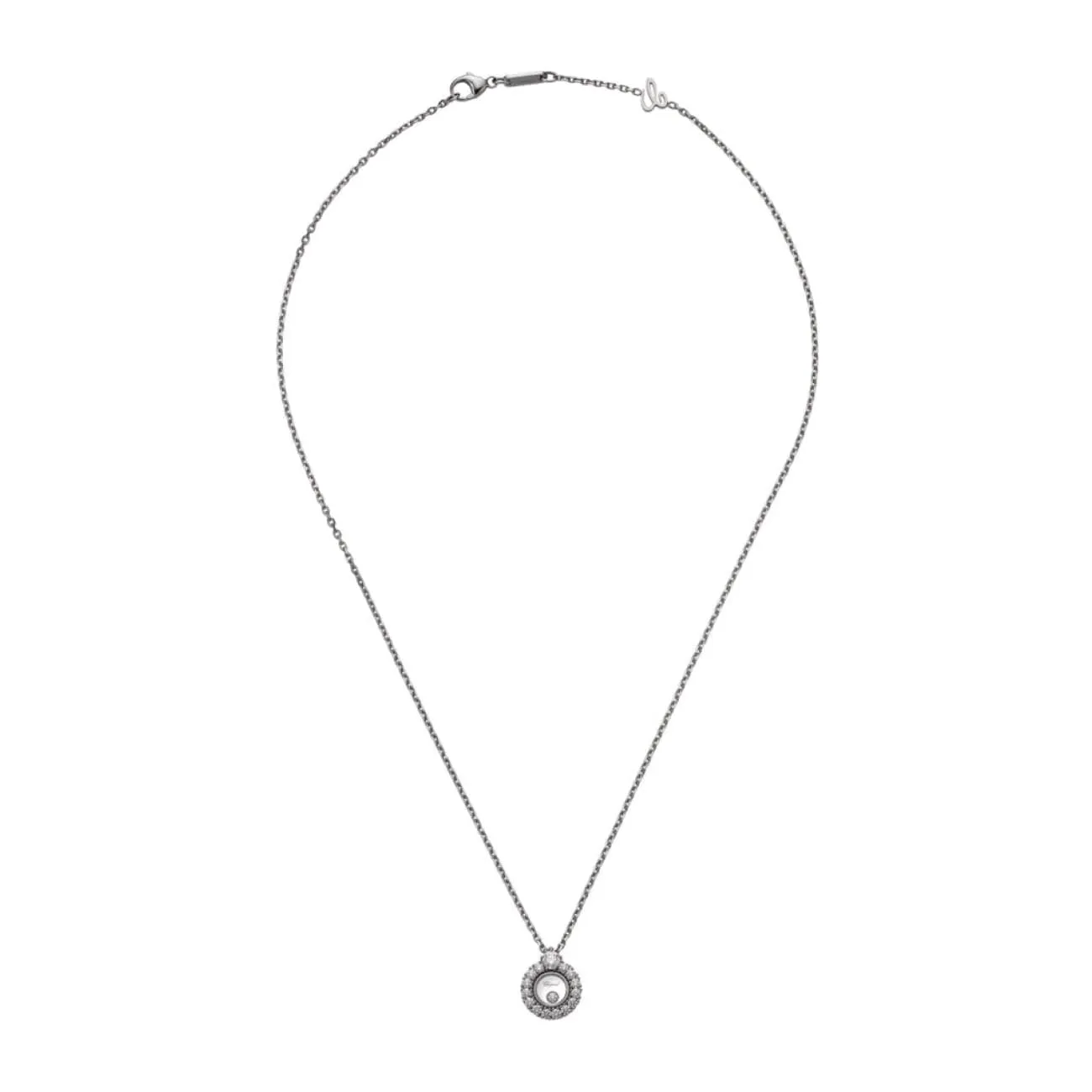 Happy Diamond Ethical White Gold Diamond Pavé Pendant Necklace