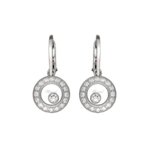 Happy Diamonds Ethical White Gold Round Dangling Diamond Pavé Drop Earrings