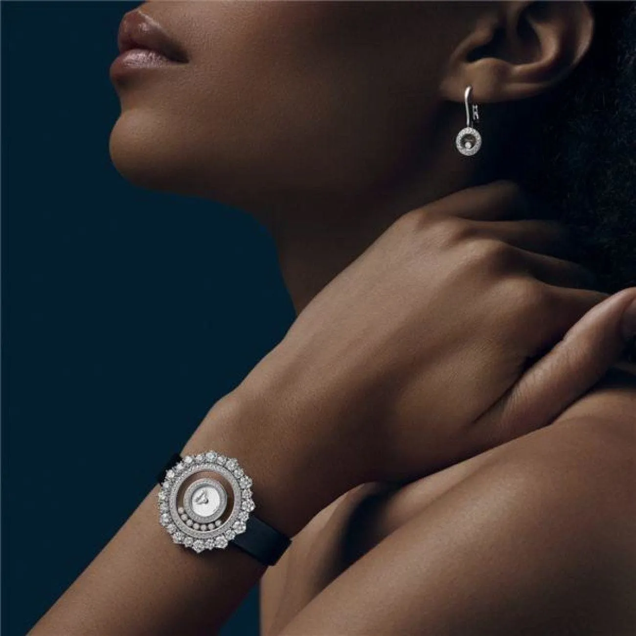 Happy Diamonds Ethical White Gold Round Dangling Diamond Pavé Drop Earrings