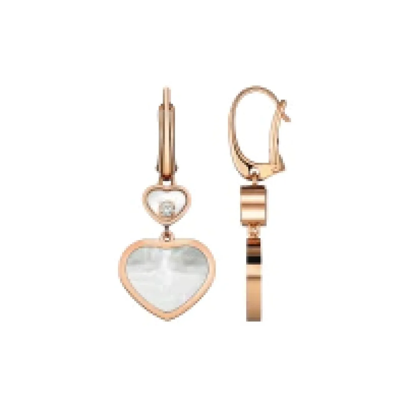 Happy Hearts Ethical Rose Gold Mother of Pearl & Diamond Earrings