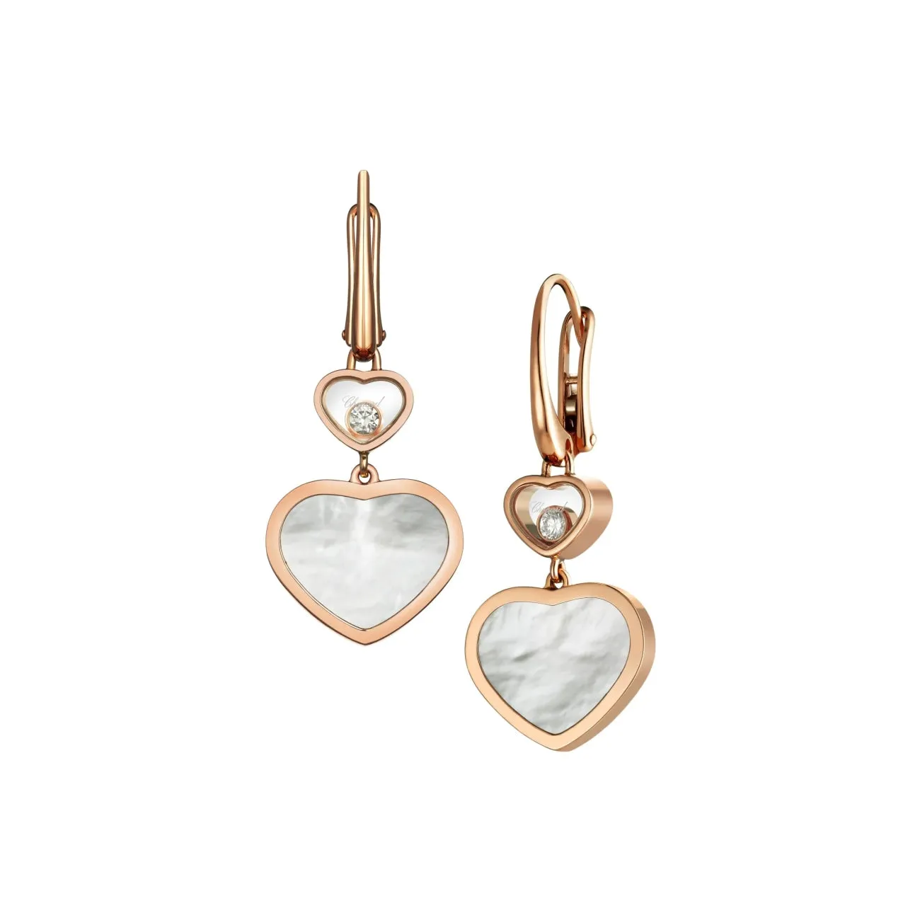 Happy Hearts Ethical Rose Gold Mother of Pearl & Diamond Earrings