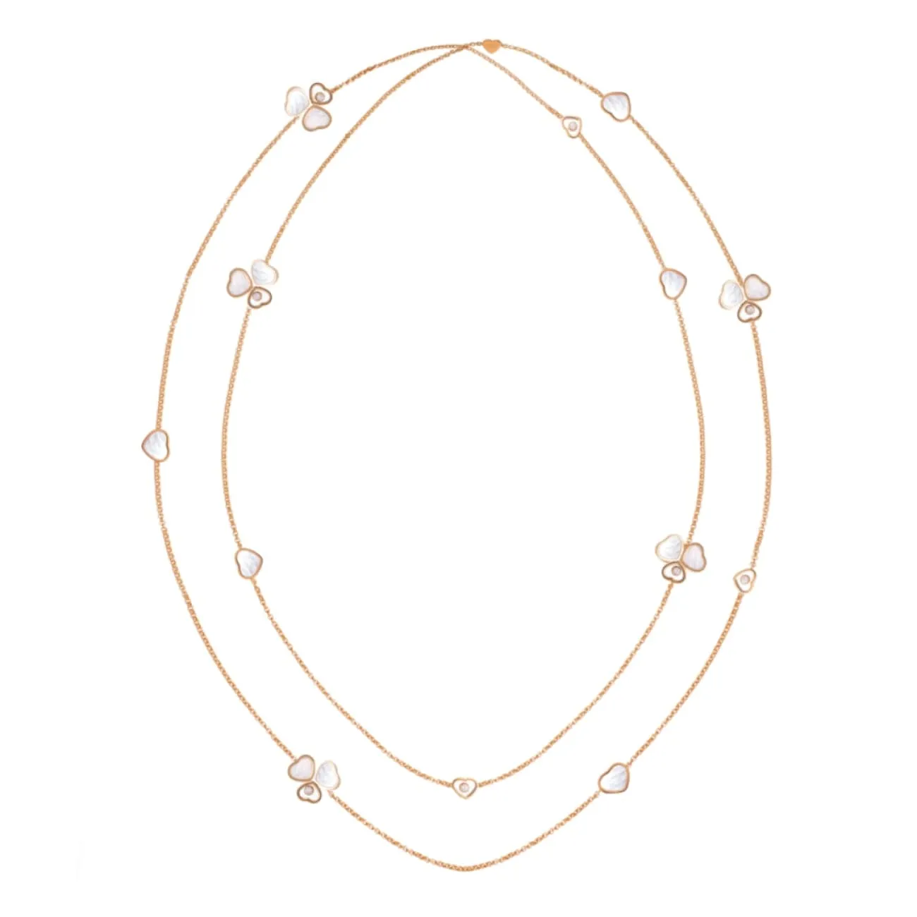 Happy Hearts Wings Ethical Rose Gold Mother of Pearl & Diamond Layered Necklace