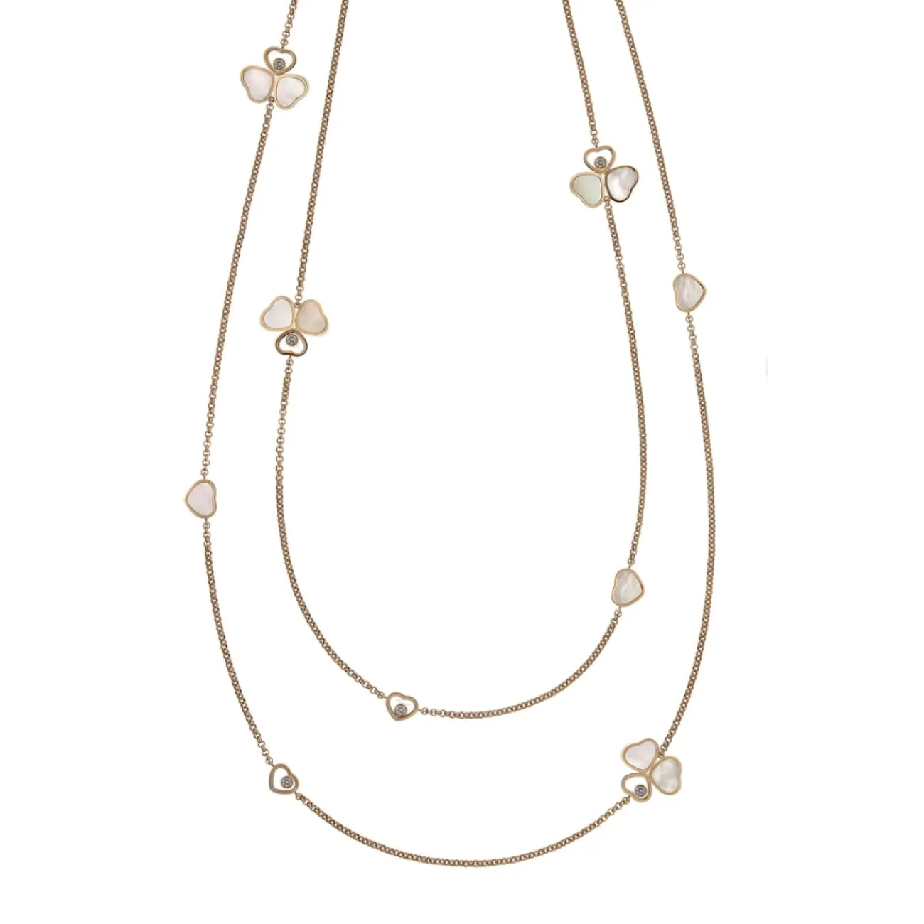 Happy Hearts Wings Ethical Rose Gold Mother of Pearl & Diamond Layered Necklace