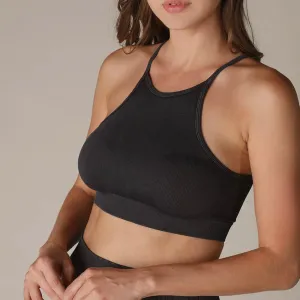 High Neck Crop Tank - Vintage Black