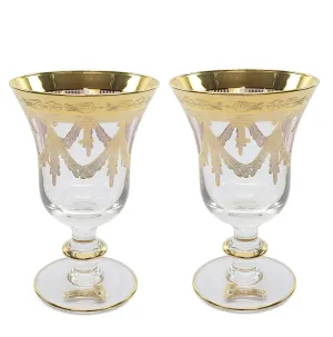 Interglass Italy Luxury Clear Crystal Wine Glasses, 24K Gold-Plated Set of 2, 6, or 12