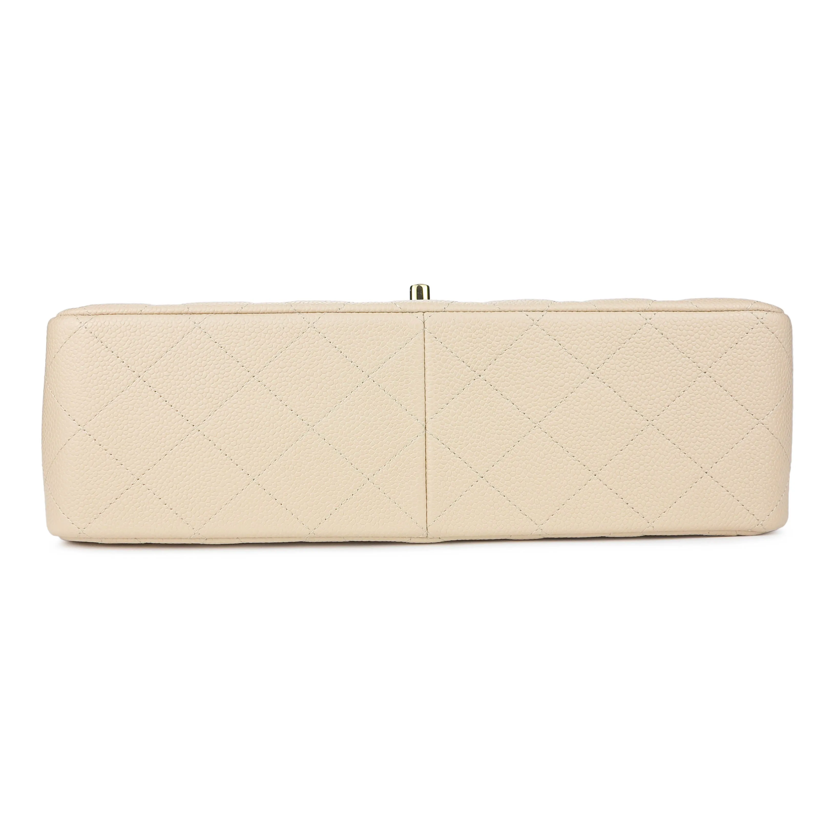 Jumbo Classic Double Flap Bag in Beige Clair Caviar GHW