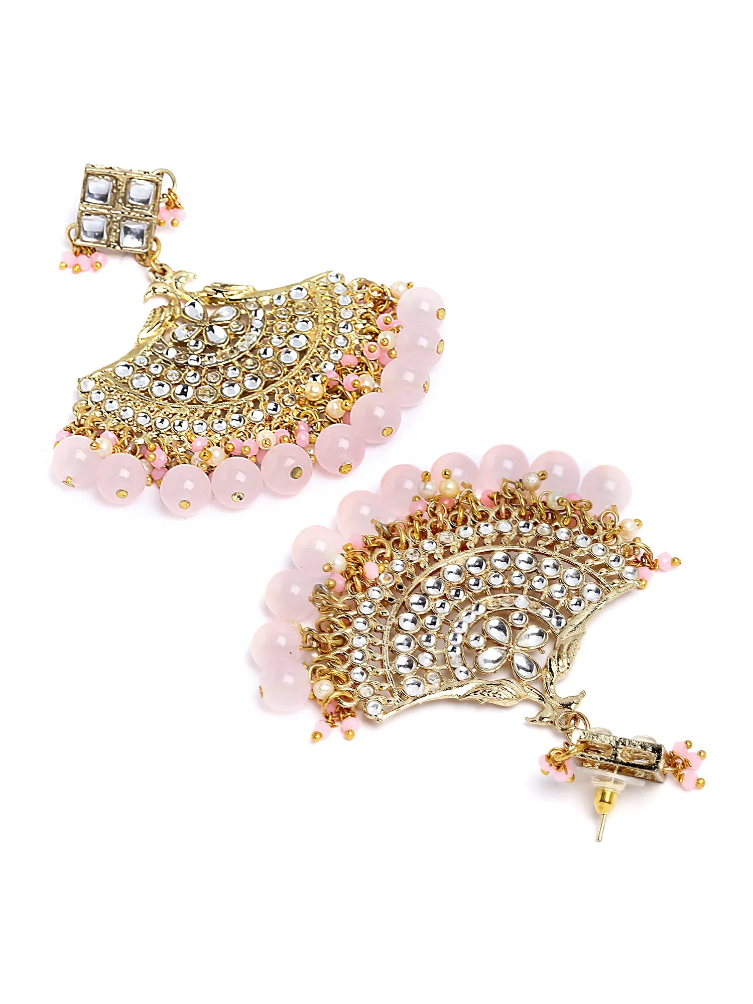 Karatcart Gold Plated Pink Beads and Pearl Rani Haar Necklace Set for Women