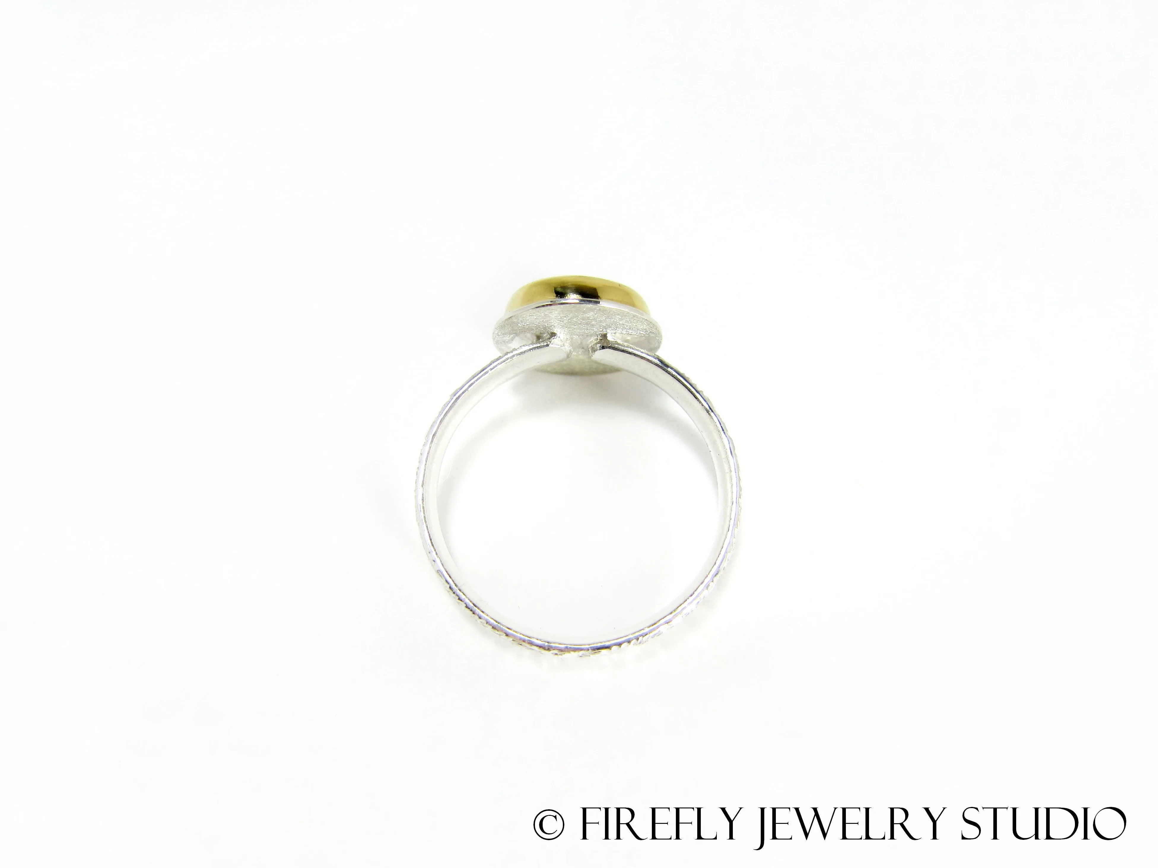 Labradorite Moon Glow Ring in 24k Gold and Sterling. Size 7.75