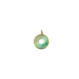 Ladies 24k yellow gold Green Jade circle pendant