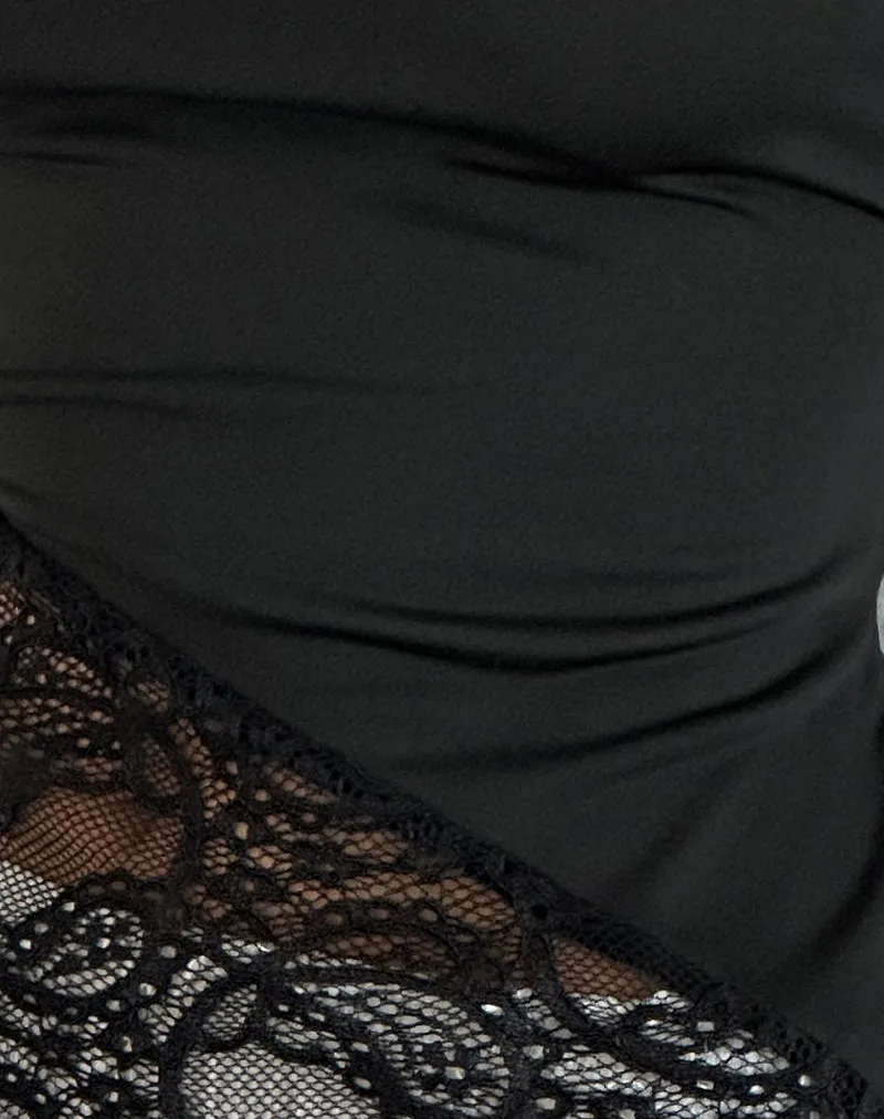 Lartya Top in Slinky Jersey Lace Black
