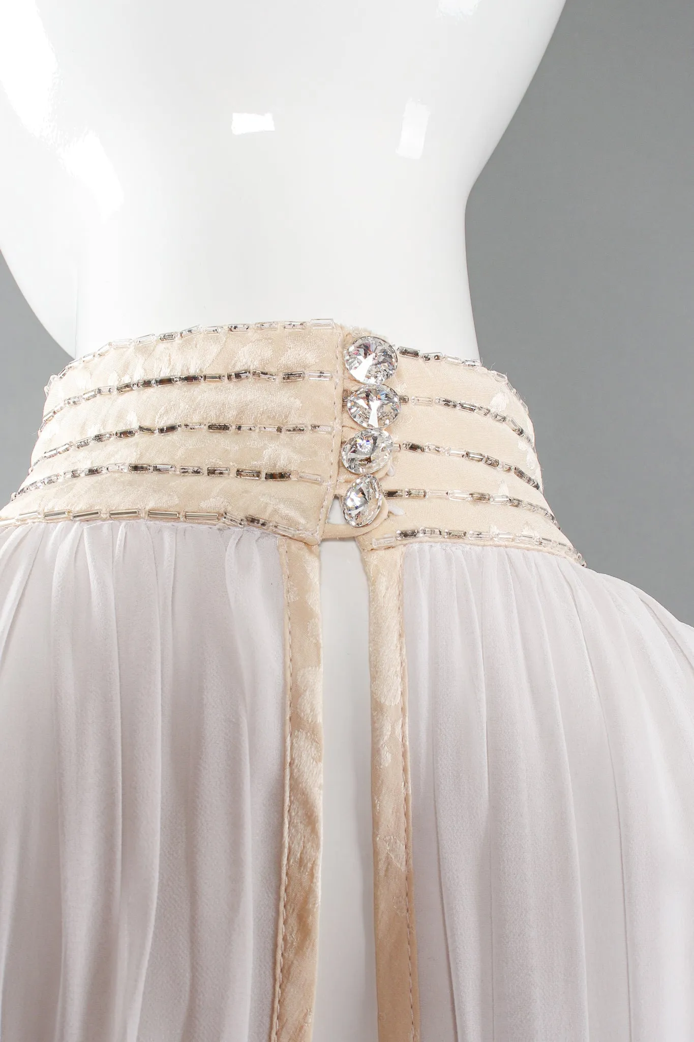 Layered Chiffon Balloon Sleeve Gown