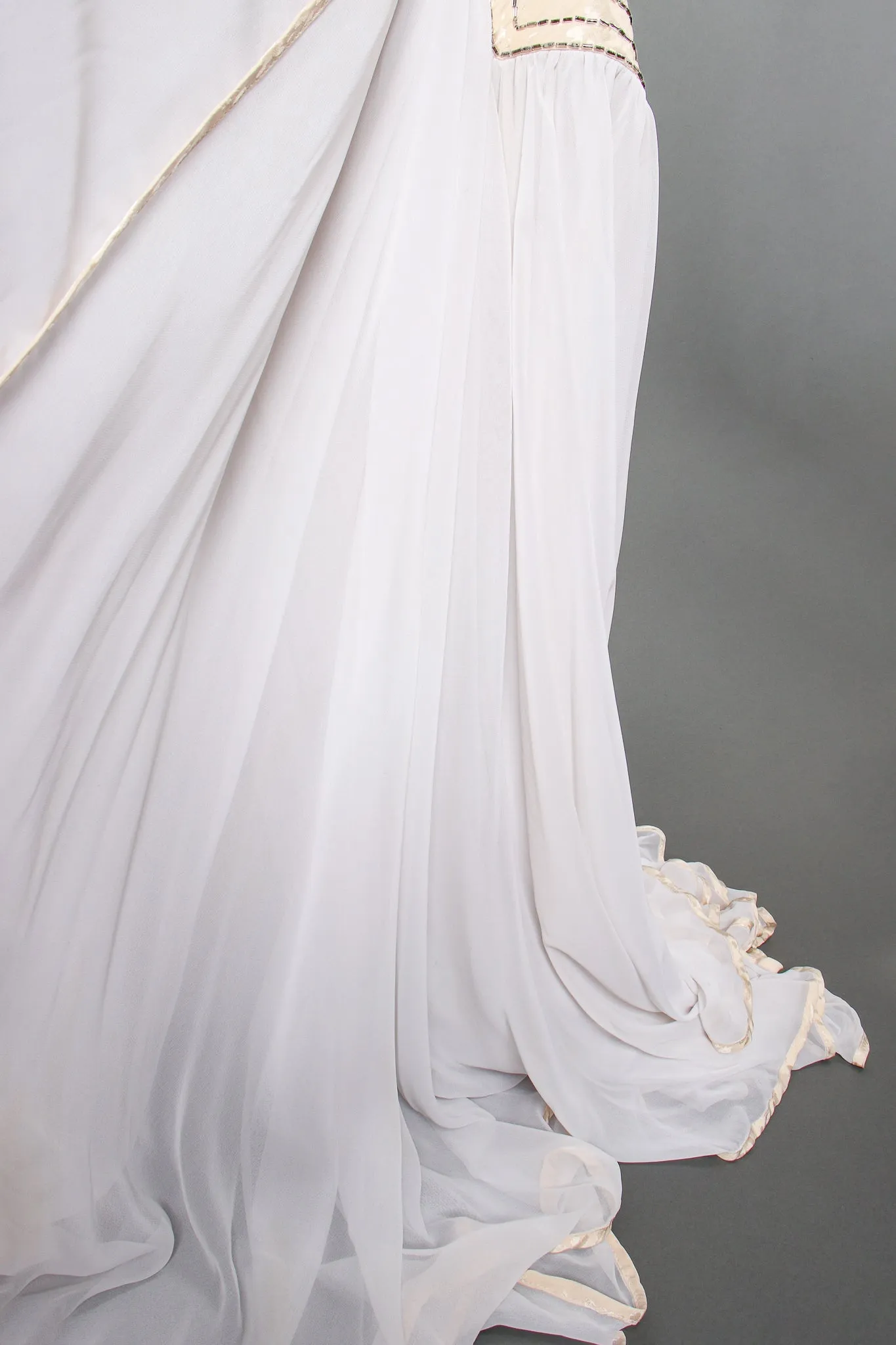 Layered Chiffon Balloon Sleeve Gown