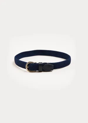 Leather Braided Belt in Navy (XS-S)