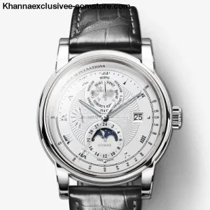LOBINNI Luxury Brand Men's Moon Phase Automatic Mechanical Sapphire Leather World Time Wrist Watch