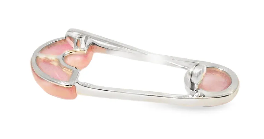 Lovely Estate 14K White Gold Mabe MOP Pearl Safety Pin Brooch