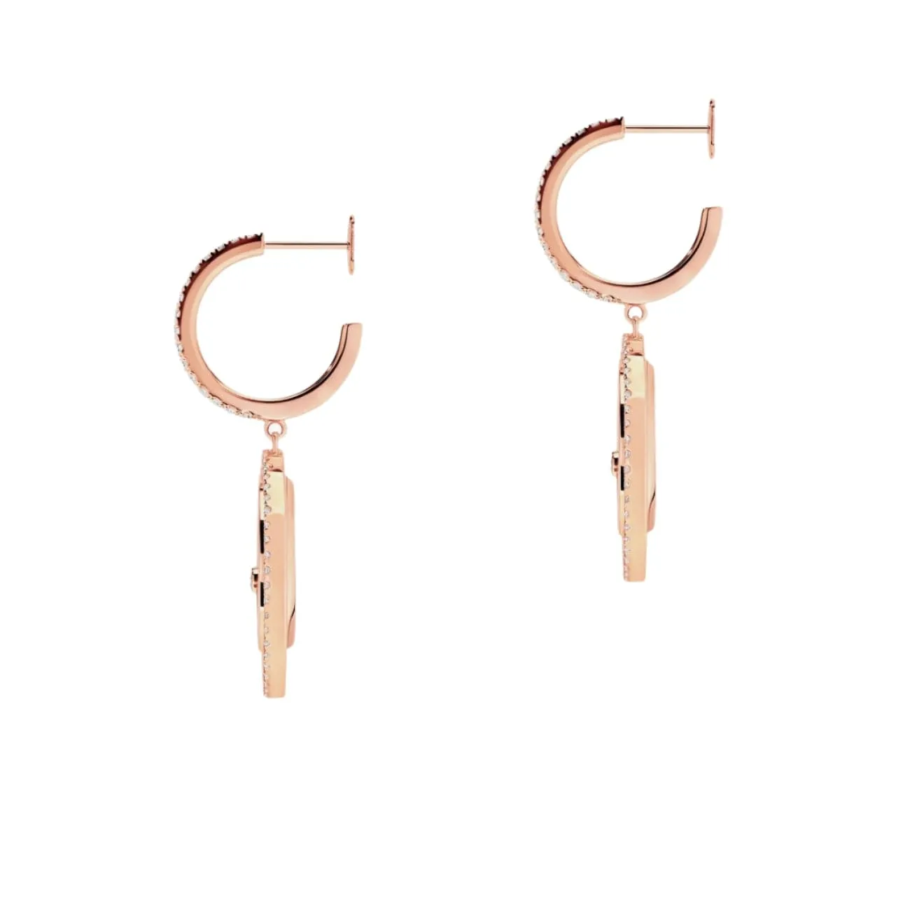 Lucky Move 18K Rose Gold White Mother Of Pearl Diamond Earrings
