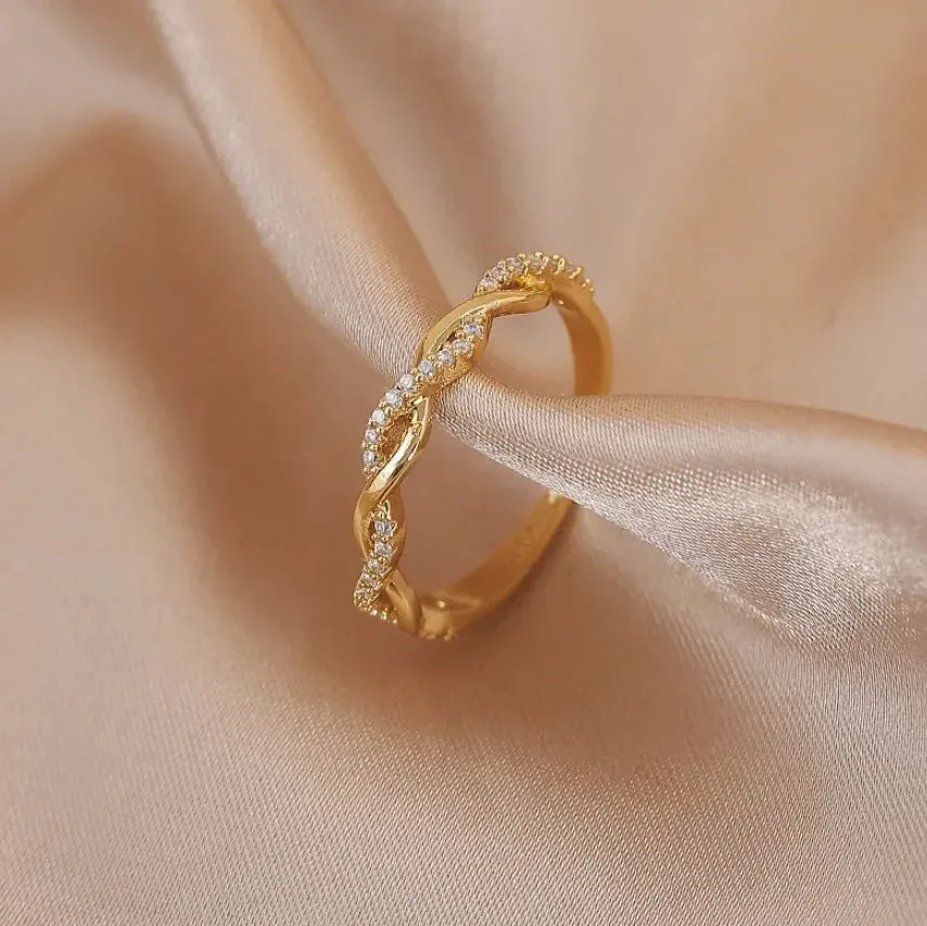 Luxury Gold Pearl Zircon Ring For Woman Party Gifts Jewelry