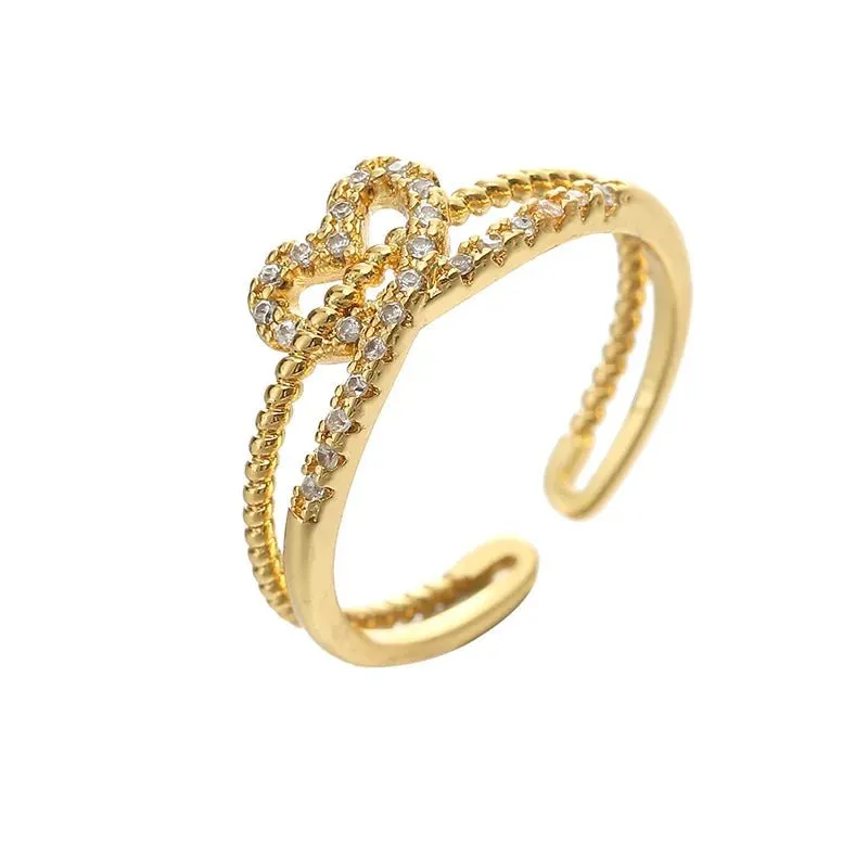 Luxury Gold Pearl Zircon Ring For Woman Party Gifts Jewelry