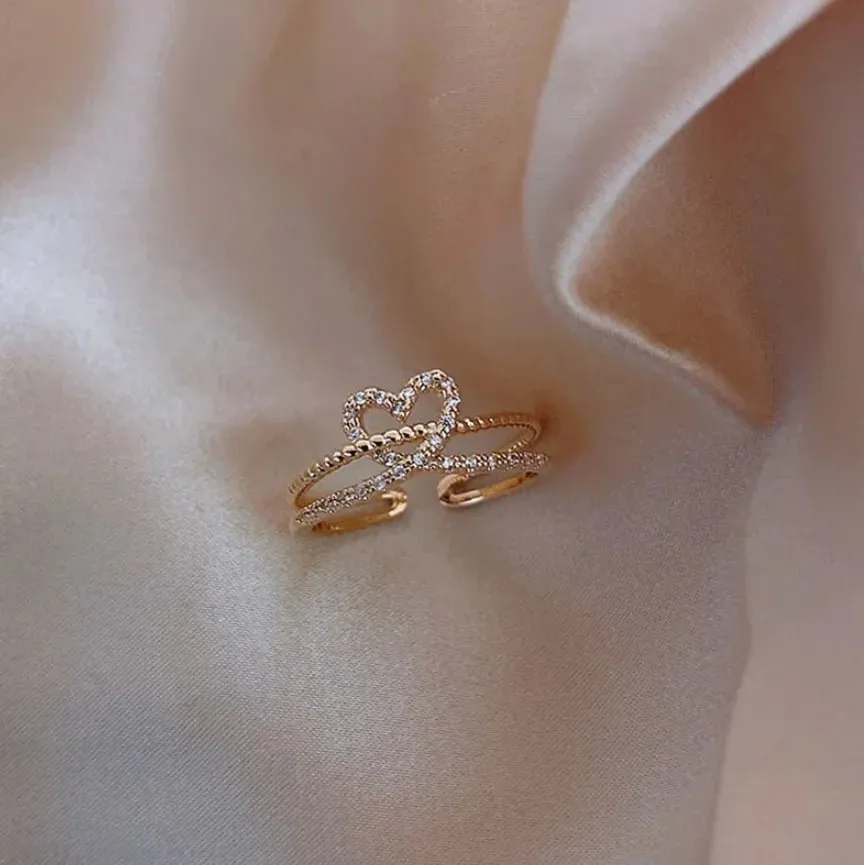 Luxury Gold Pearl Zircon Ring For Woman Party Gifts Jewelry