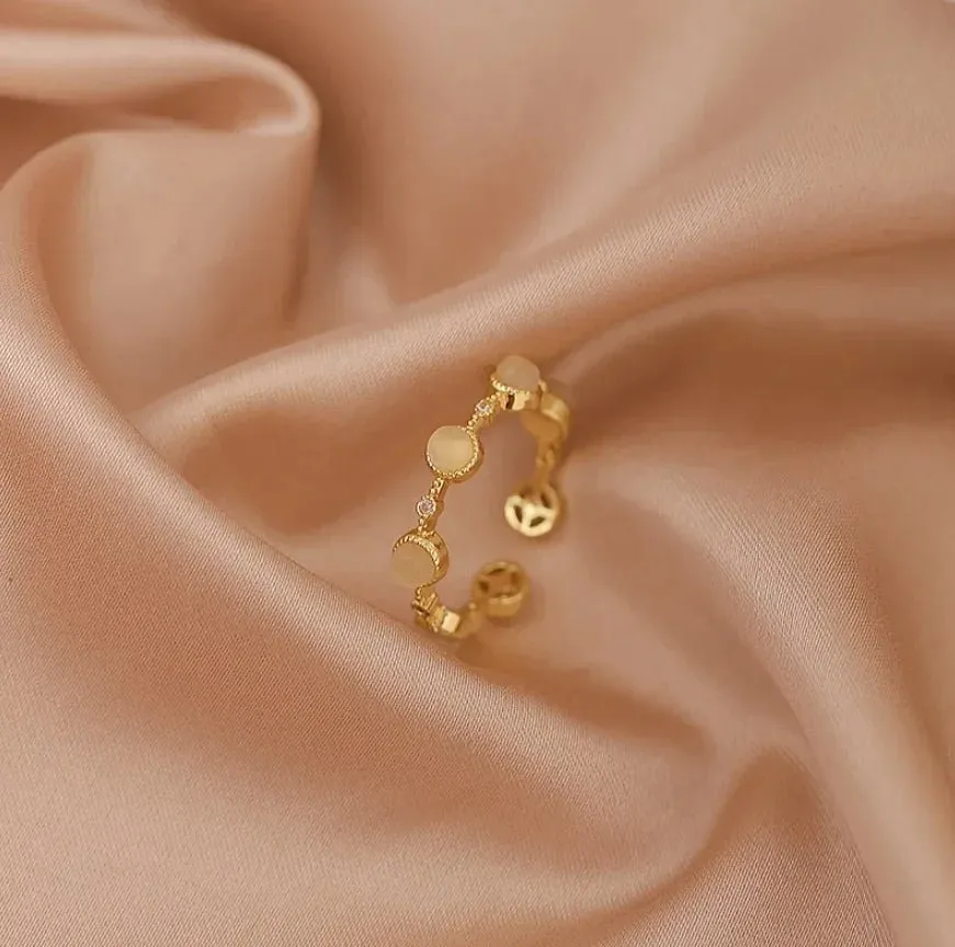 Luxury Gold Pearl Zircon Ring For Woman Party Gifts Jewelry