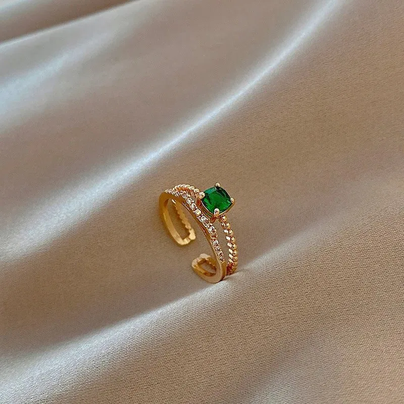 Luxury Gold Pearl Zircon Ring For Woman Party Gifts Jewelry