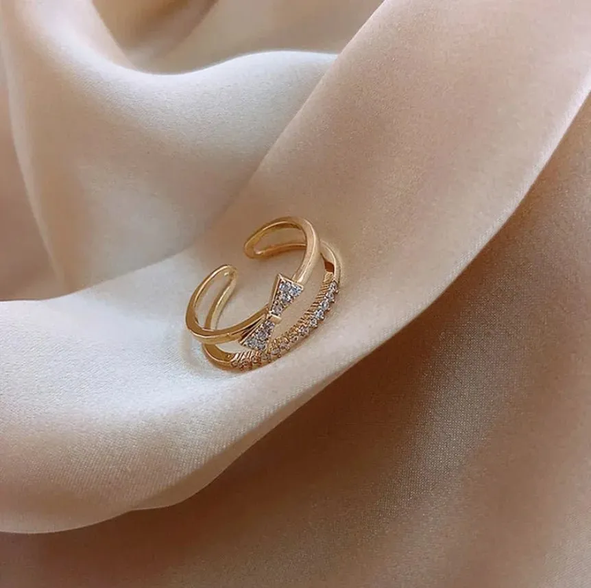 Luxury Gold Pearl Zircon Ring For Woman Party Gifts Jewelry